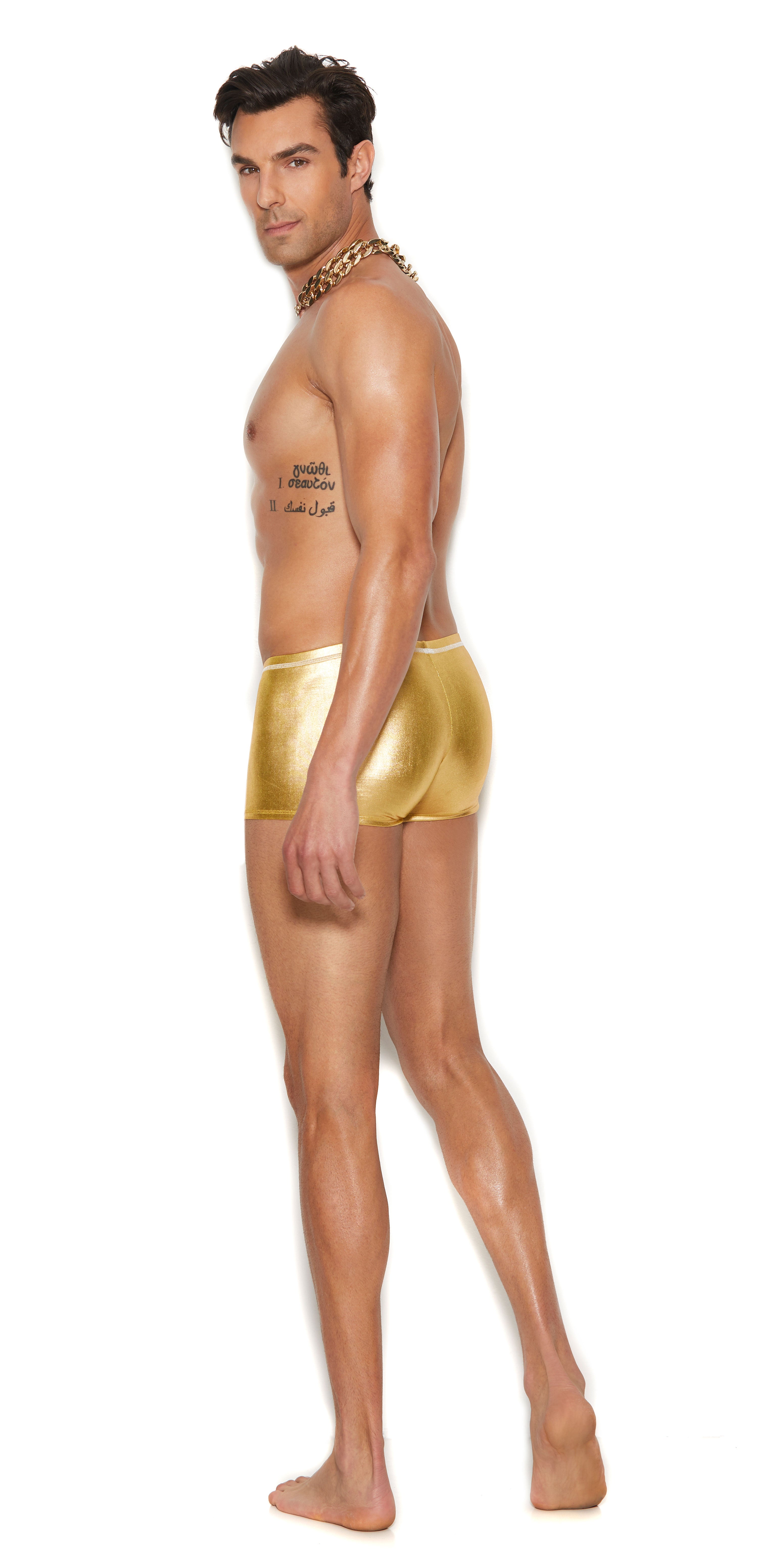 Mens Gold Lame Boxer Brief - Large/xlarge - Gold