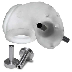 Airlock Electro Air-Lite Vented Chastity With Two  4Mm Contacts - Clear Ice