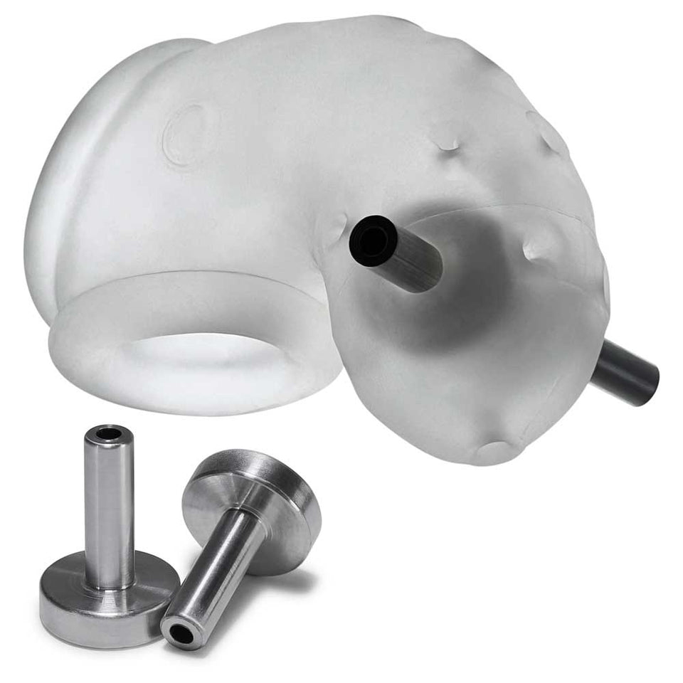 Airlock Electro Air-Lite Vented Chastity With Two  4Mm Contacts - Clear Ice