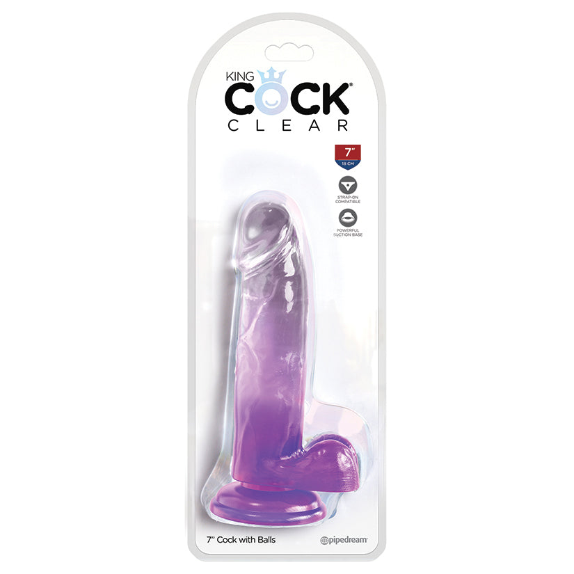 King Cock Clear With Balls-Purple 7''