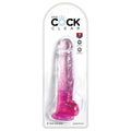 King Cock Clear With Balls-Pink 8''