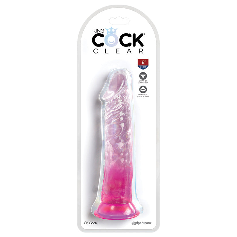King Cock Clear Cock-Pink 8''