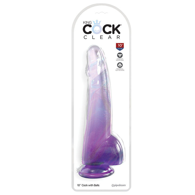 King Cock Clear With Balls-Purple 10''