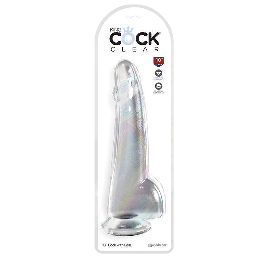 King Cock Clear With Balls-Clear 10''