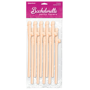 Bachelorette Party Dicky Sipping Straws-Flesh 10Pk