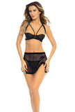 3 Pc Bra and Apron Set - Smallmedium - Black