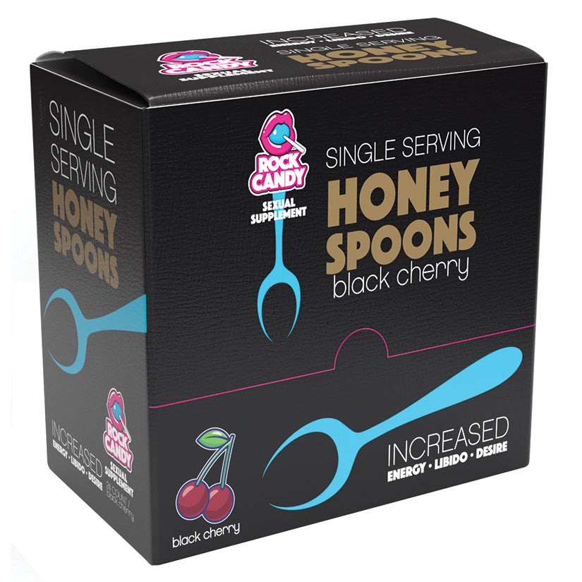 Rock Candy Honey Spoons Male Sexual Supplement-Black Cherry Display Of 24