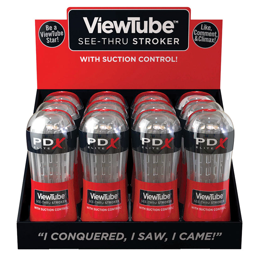 Pdx Elite Viewtube Stroker Display (12 Pcs)-Clear