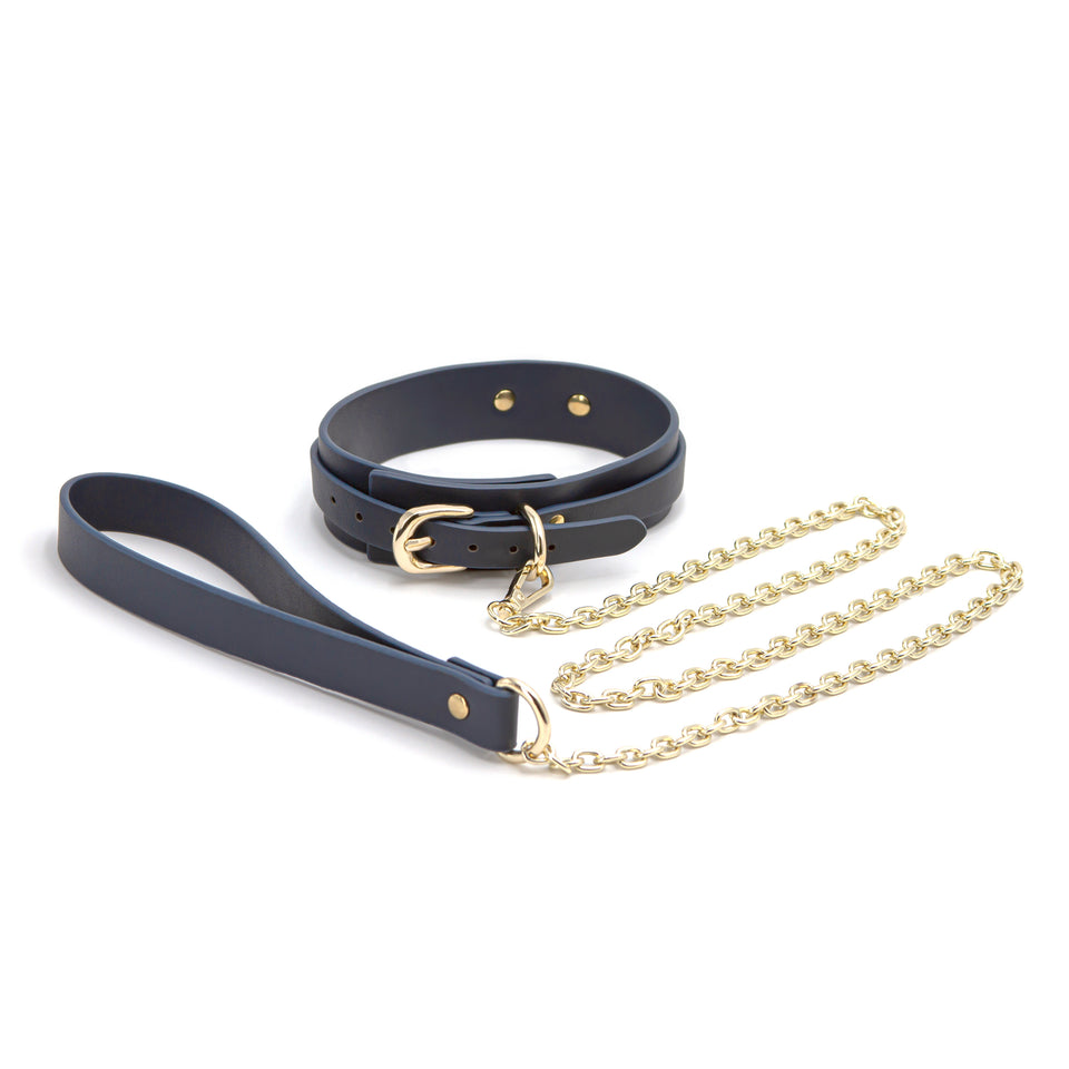 Bondage Couture - Collar And Leash - Blue