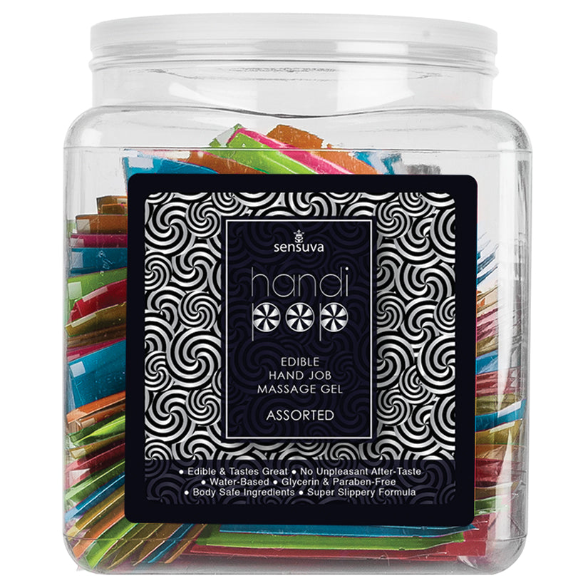Sensuva Handi-Pop Hand Job Massage Gel Foil-Assorted Tub Of 100