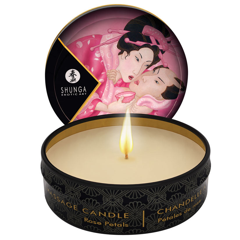 Shunga Mini Massage Candle-Rose Petals 1Oz