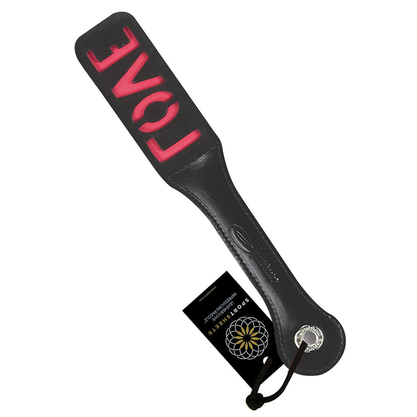 Sportsheets Leather Impression Paddle-Love 12''