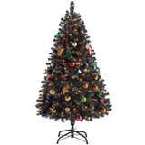 Alden Design 4.5Re-Lit Spruce Artificial Christmas Tree With 150 Incandescent Warm White Lights Holiday Decorative, Black