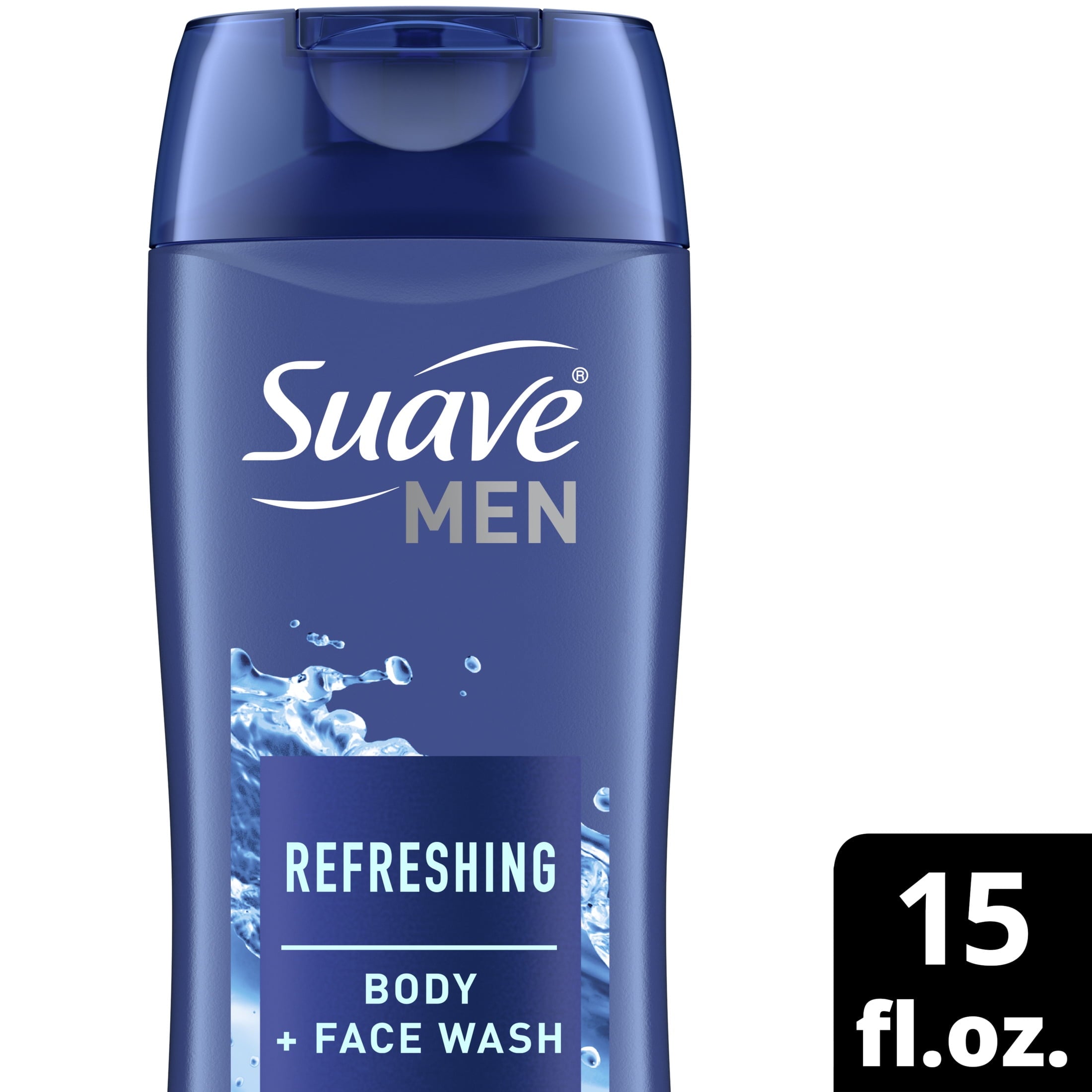 Suave Men Liquid Body Wash & Shower Gel, Refresh, Cedar & Spice, 15 Oz