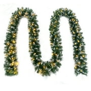 Swtroom 18Ft Christmas Garland With Battery Operated 50 Led Lights And Timer Snow Flocked Christmas Decorations Xmas Garland For