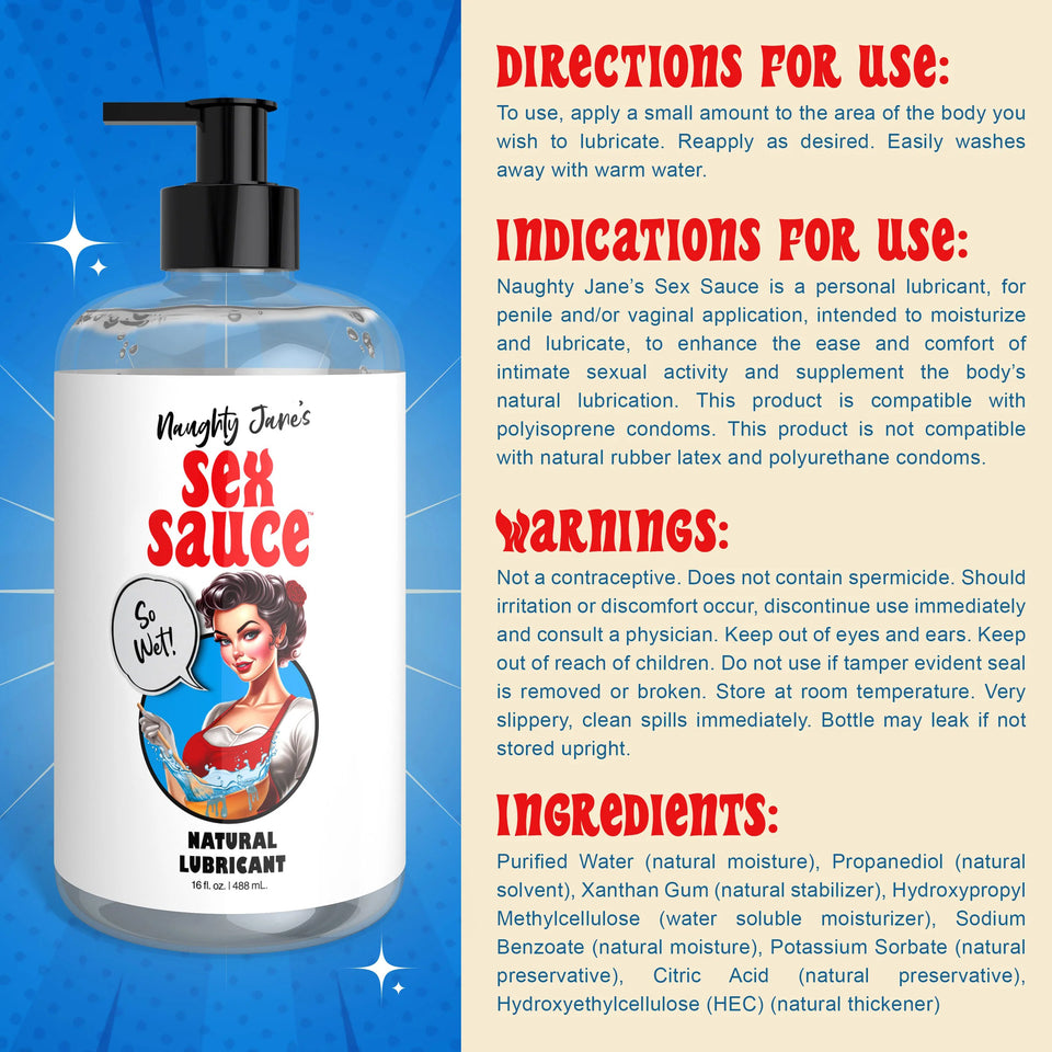 Naughty Janes Sex Sauce Natural Lubricant 16Oz