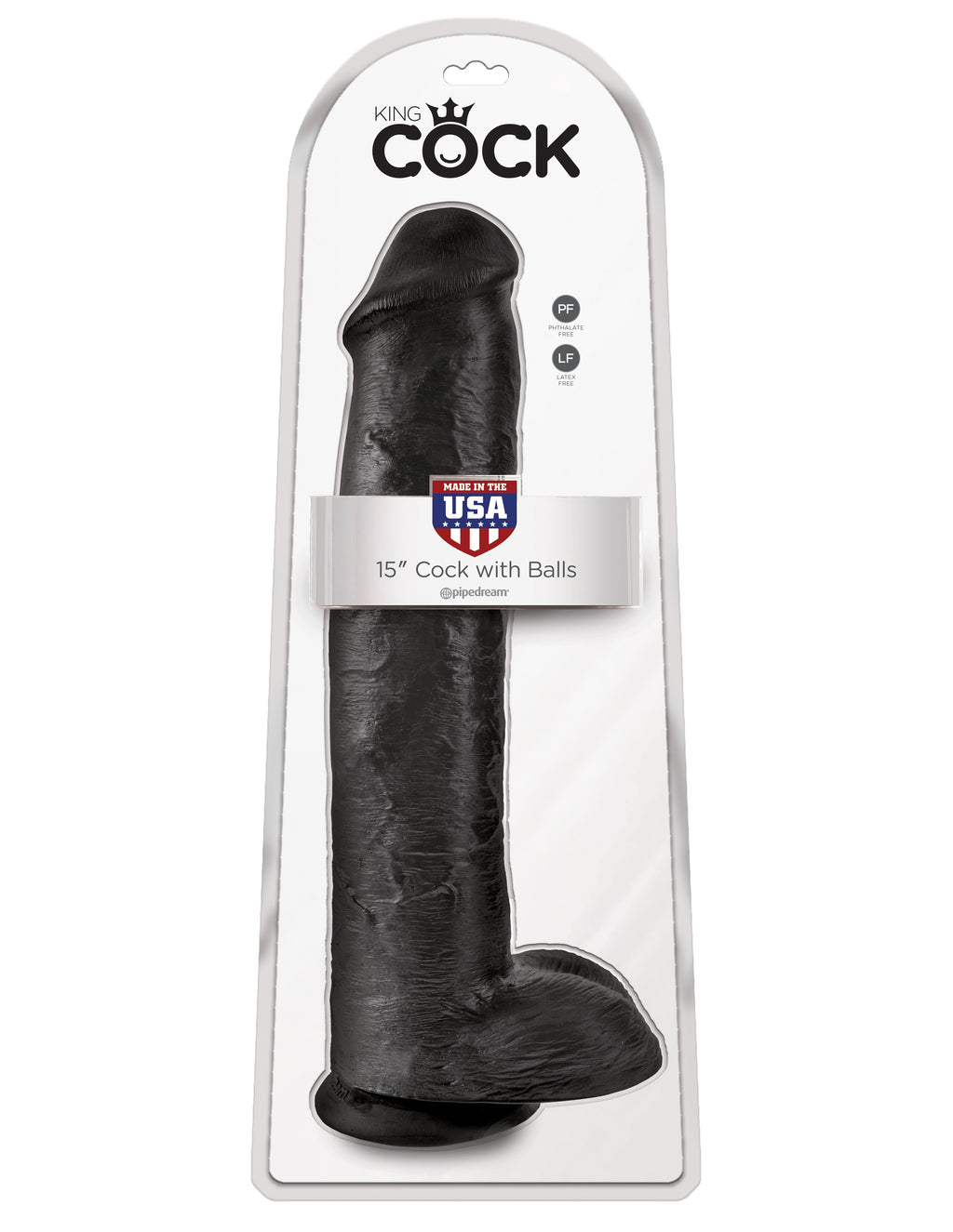 King Cock 15 Inch Cock With Balls - Black