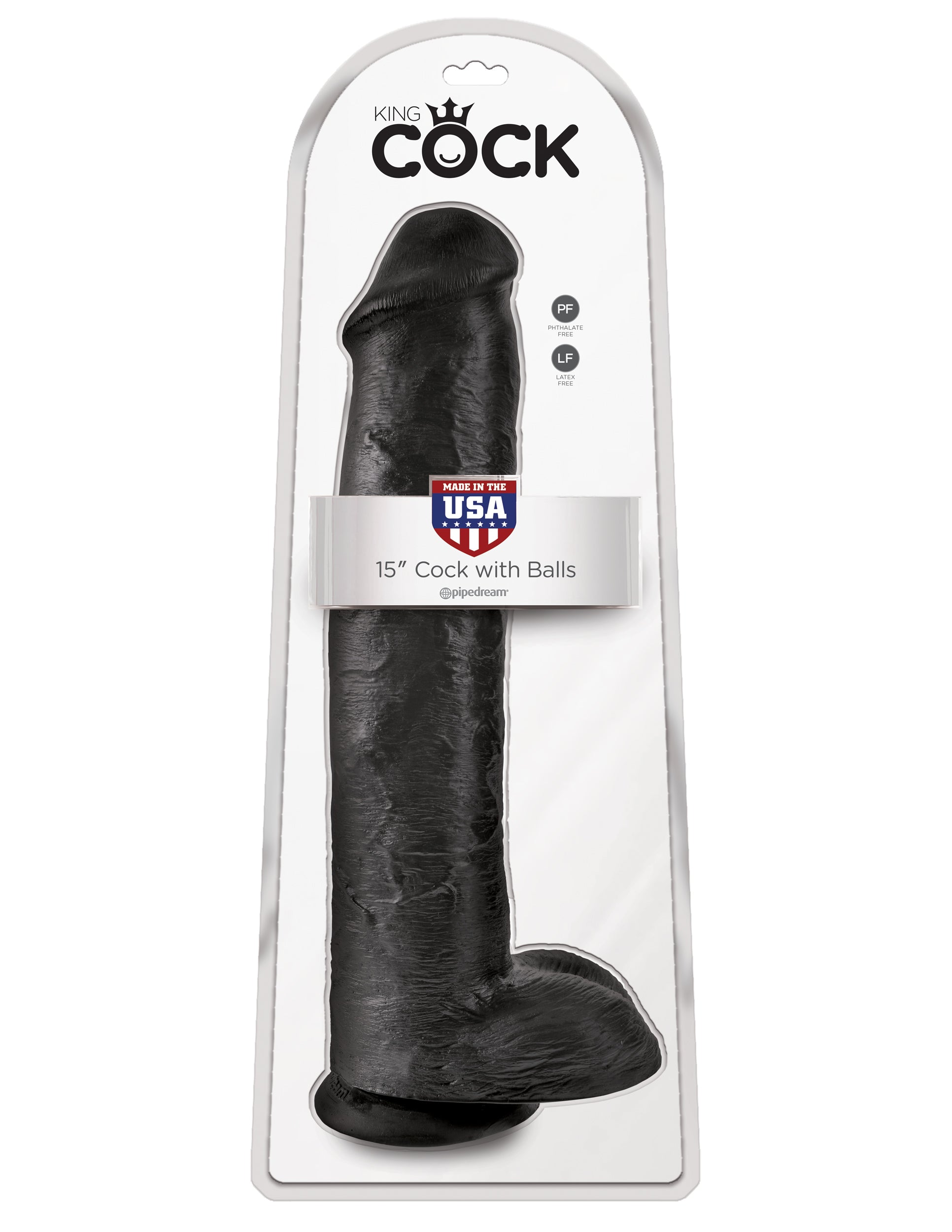 King Cock 15 Inch Cock With Balls - Black