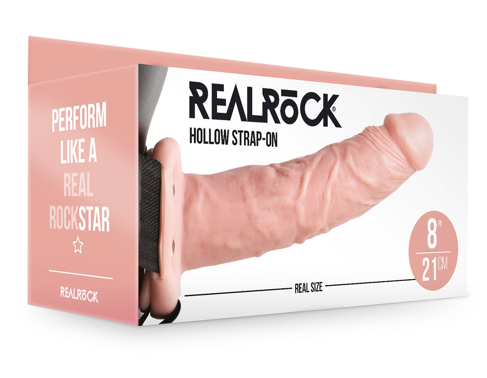 Hollow Strap-On Without Balls 8 Inch - Flesh