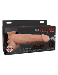 Fetish Fantasy Series 9 Inch Hollow Squirting Strapon With Balls  Flesh