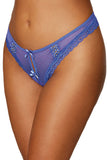 Dot Mesh Open Crotch Thong - Medium - Periwinkle