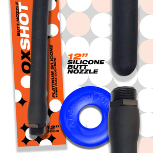 Oxshot  Buttnozzle Shower Hose 12 Inch  Black  Blue