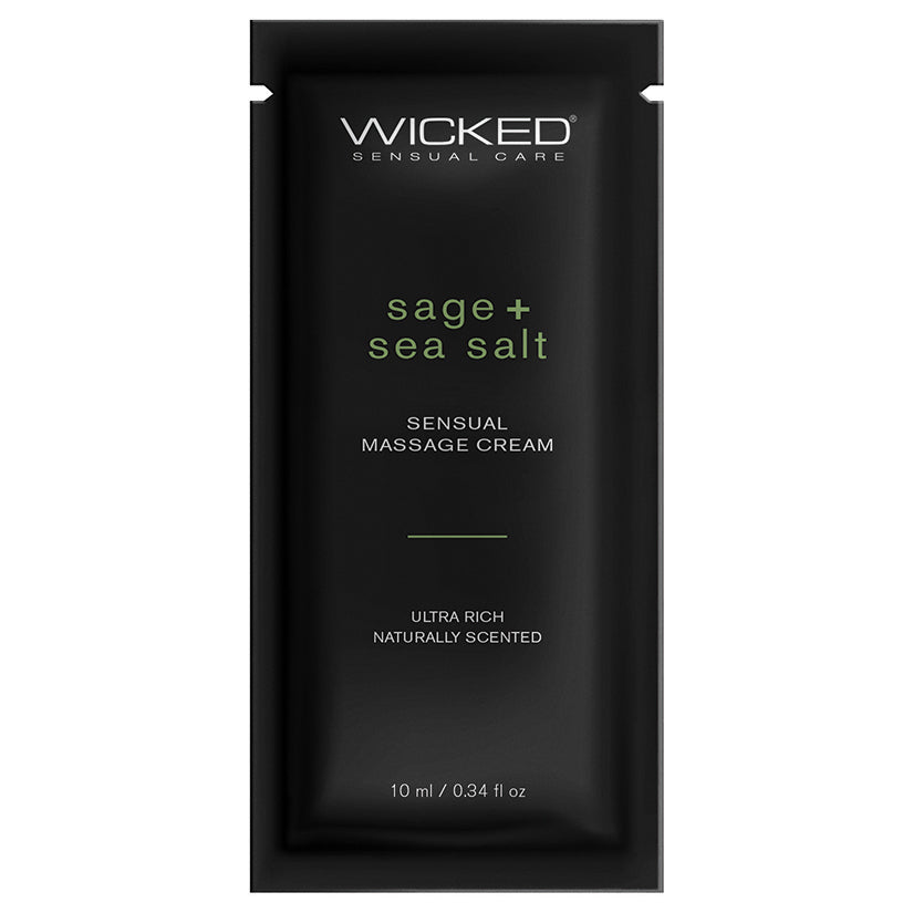 Wicked Sensual Massage Cream-Sage  Sea Salt Scented 10Ml Foil