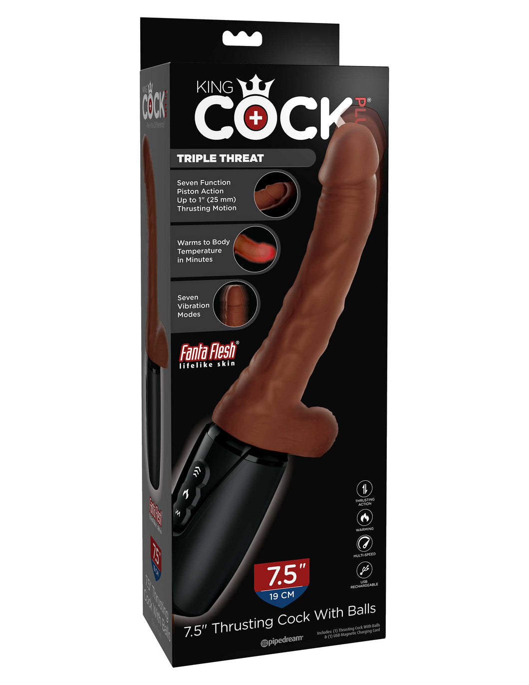 75 Inch Thrusting Cock With Balls  Brown