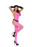 Bodystocking With Cut Outs - One Size -  Neon Pink