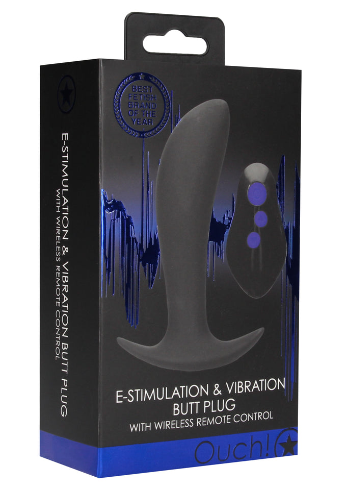 E-Stimulation And Vibration Butt Plug With Wireless Remote Control - Black