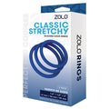 Zolo Stretchy Silicone Cock Ring Pack Of 3-Blue