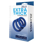 Zolo Extra Thick Silicone Cock Ring Pack Of 3-Blue