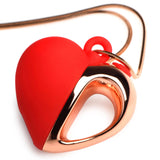 10X Vibrating Silicone Heart Necklace - Rose Gold Red