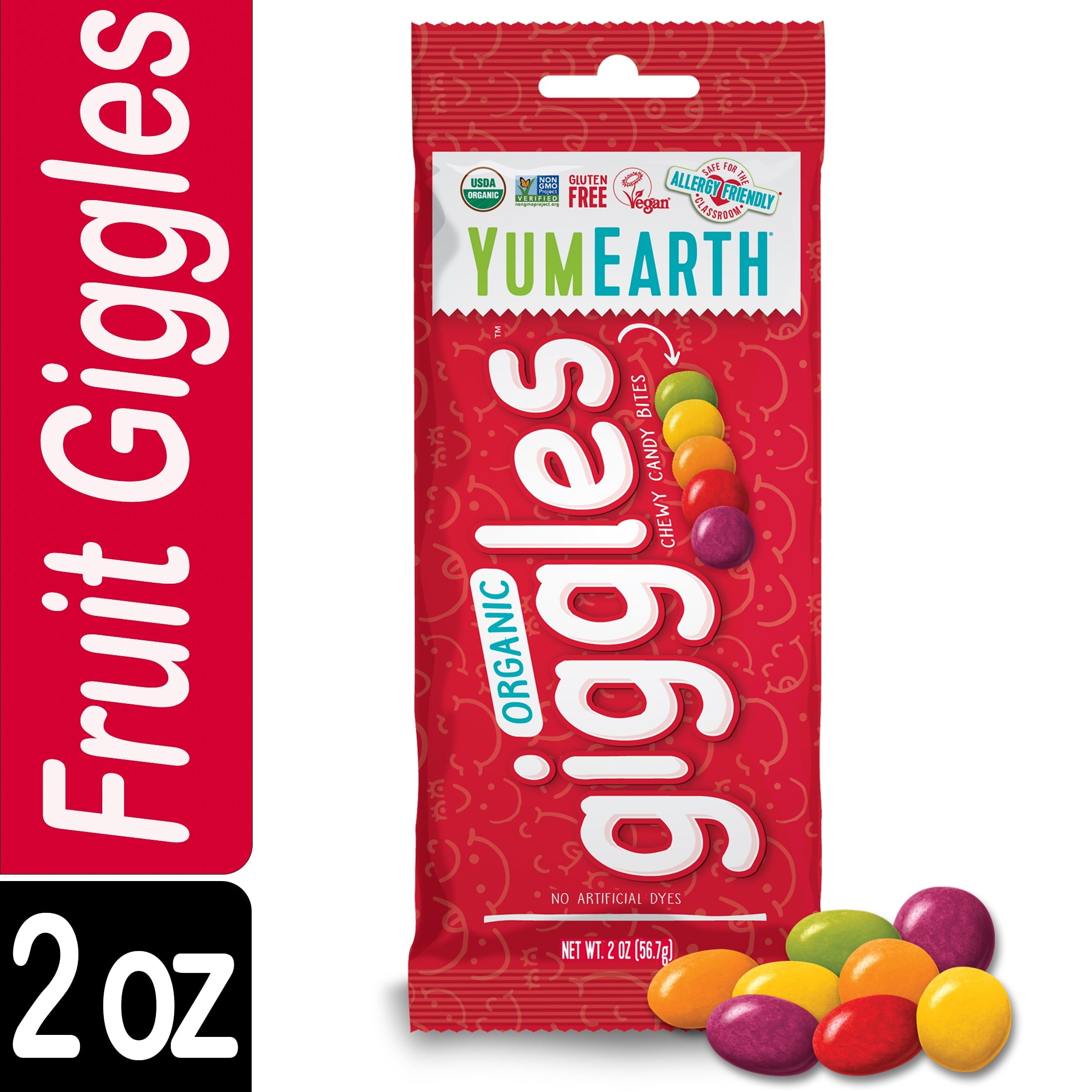 Yumearth Organic Giggles Candy, Gluten Free, Assorted Flavors, 2 Oz Bag