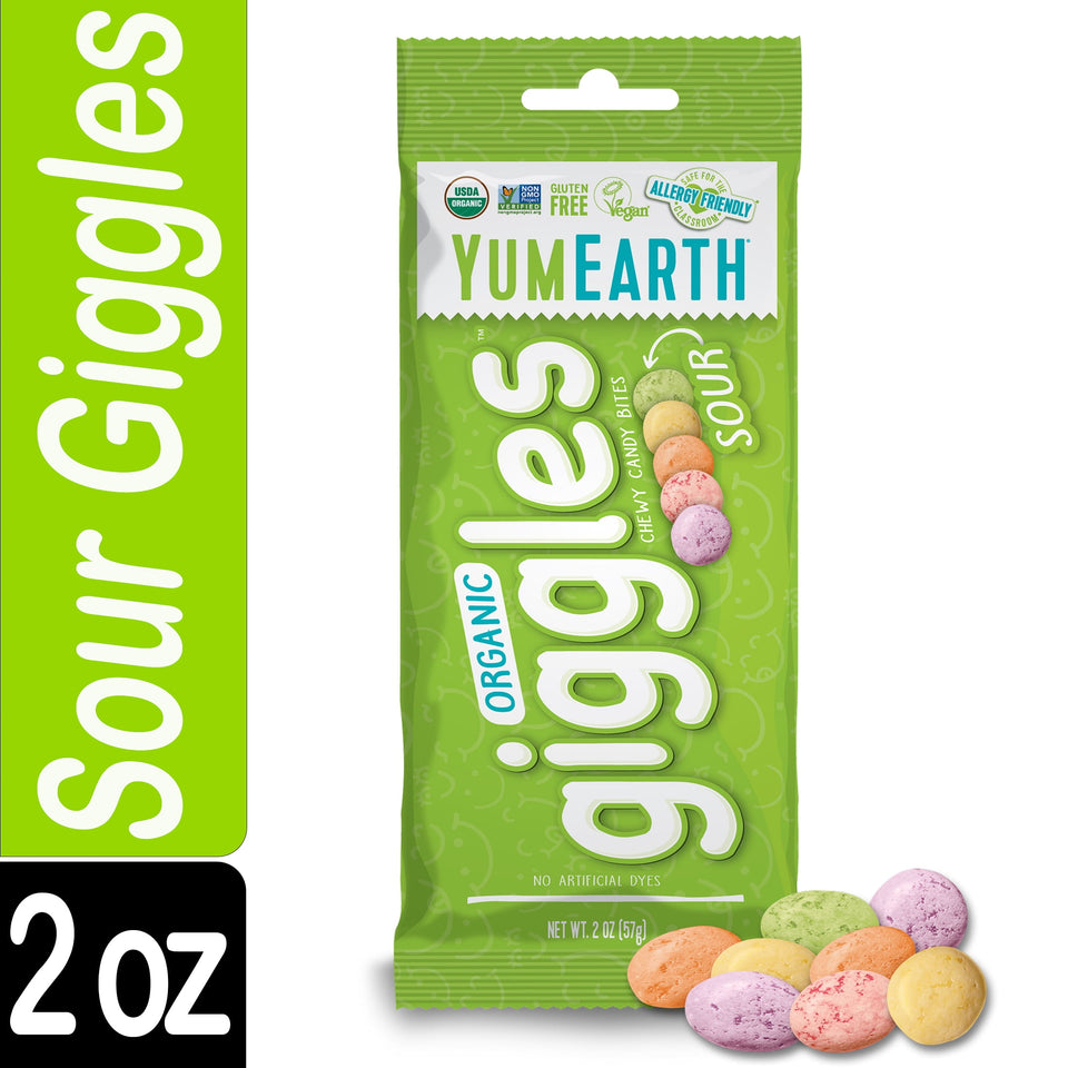 Yumearth Organic Sour Giggles, Gluten Free, Assorted Flavors, 2 Oz Bag