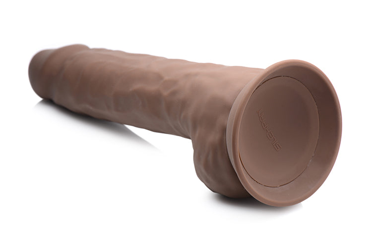 Fleshstixxx 10 Inch Silicone Dildo With Balls - Brown
