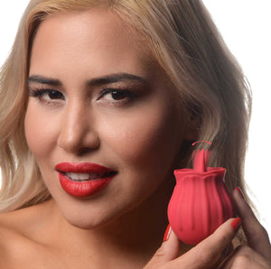 Inmi Bloomgasm Wild Violet 10X Silicone Clit Tongue Licking Vibrating Stimulator For Women & Men & Couples, G-Spot Clitoral Anal Nipple Stimulation Vibrator, Premium Silicone - Red