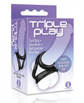 Triple Play Cock Ring, Base Boost, Ball Stretcher Black(D0102H50H1Y.)