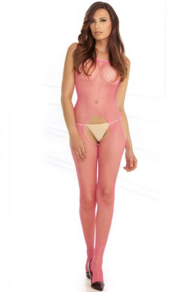 Industrl Net Suspndr Bodystocking Pnk
