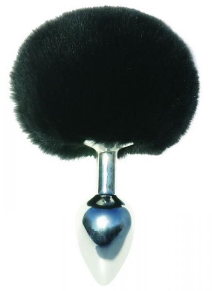 Midnight Metal Bunny Butt Plug Black Rabbit Fur(D0102H5Izuy.)