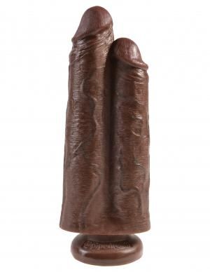 King Cock 9 Inches Two Cocks One Hole Brown(D0102H5Q4Pu.)