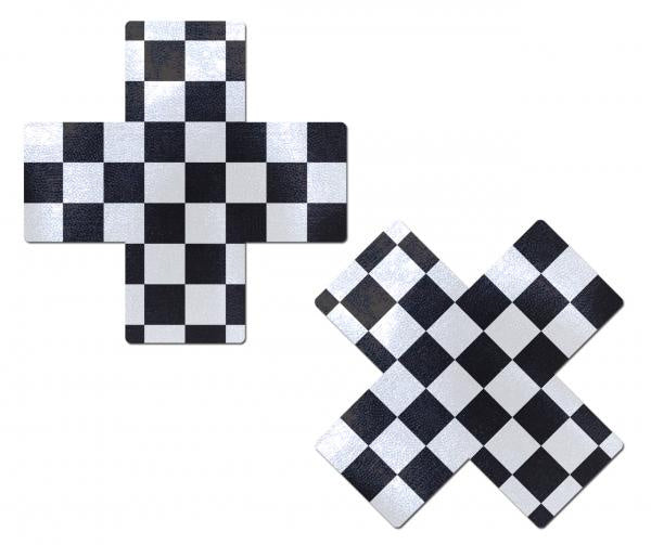 Pastease X Black &amp; White Checker Cross Nipple Pasties(D0102H5Q6ZG.)