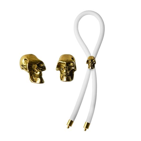Bolo C-Ring Lasso Gold Skull Bead Silicone White(D0102H5Qt8V.)