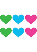 Neon Hearts 3 Pairs Assorted Color Pasties(D0102H5SUZU.)