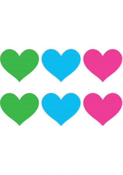 Neon Hearts 3 Pairs Assorted Color Pasties(D0102H5SUZU.)