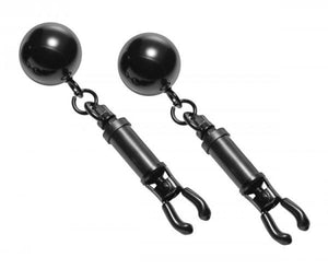 (D) Master Series Black Bomber Nipple Clamps W/Ball Weight