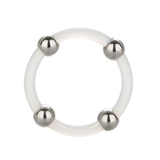 Steel Beaded Silicone Ring Large Clear(D0102He99Au.)