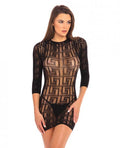Rene Rofe Exotic Geometry Mini Dress Black M/L(D0102HE9R9V.)