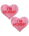 Pastease I'M Horny Heart Pasties Pink Red O/S(D0102Hes4Bg.)