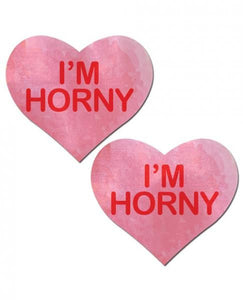 Pastease I&#039;M Horny Heart Pasties Pink Red O/S(D0102Hes4Bg.)